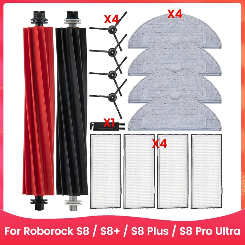

ABUD-Accessories For Roborock S8 / S8+ / S8 Plus / S8 Pro Ultra Robot Vacuum Cleaner Main Side Brush Hepa Filter Mop Cloth