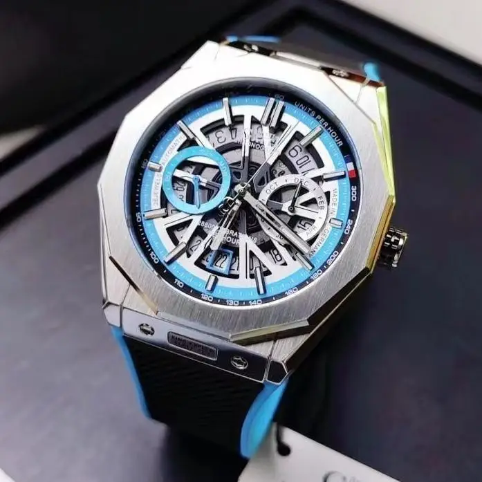 BONEST GATTI Men Automatic Watch 42mm Mechanical Wristwatch Waterproof Sapphire Luminous Skeleton Multi-Dial Month Week Date