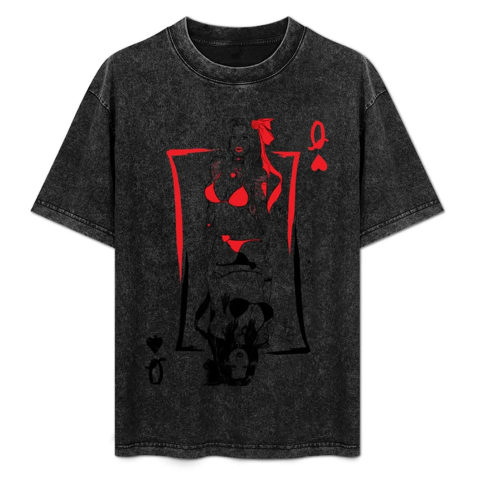 ポーカーカード-クイーンズ-tシャツ-軽量スポーツベーシック-tシャツ