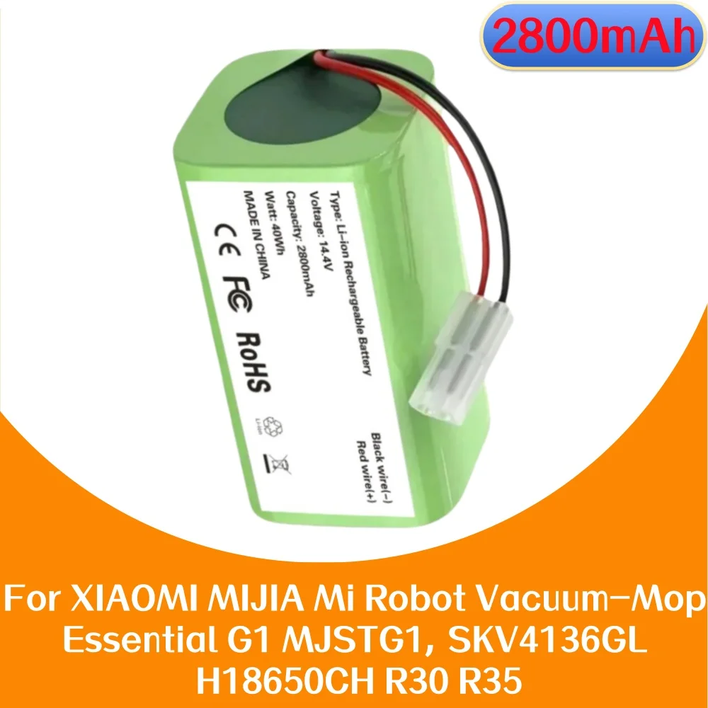 

14.4V 2800mAh Replacement Battery H18650CH-4S1P for Xiaomi MIJIA G1 MJSTG1 SKV4136GL Robot Vacuum-Mop Essential.
