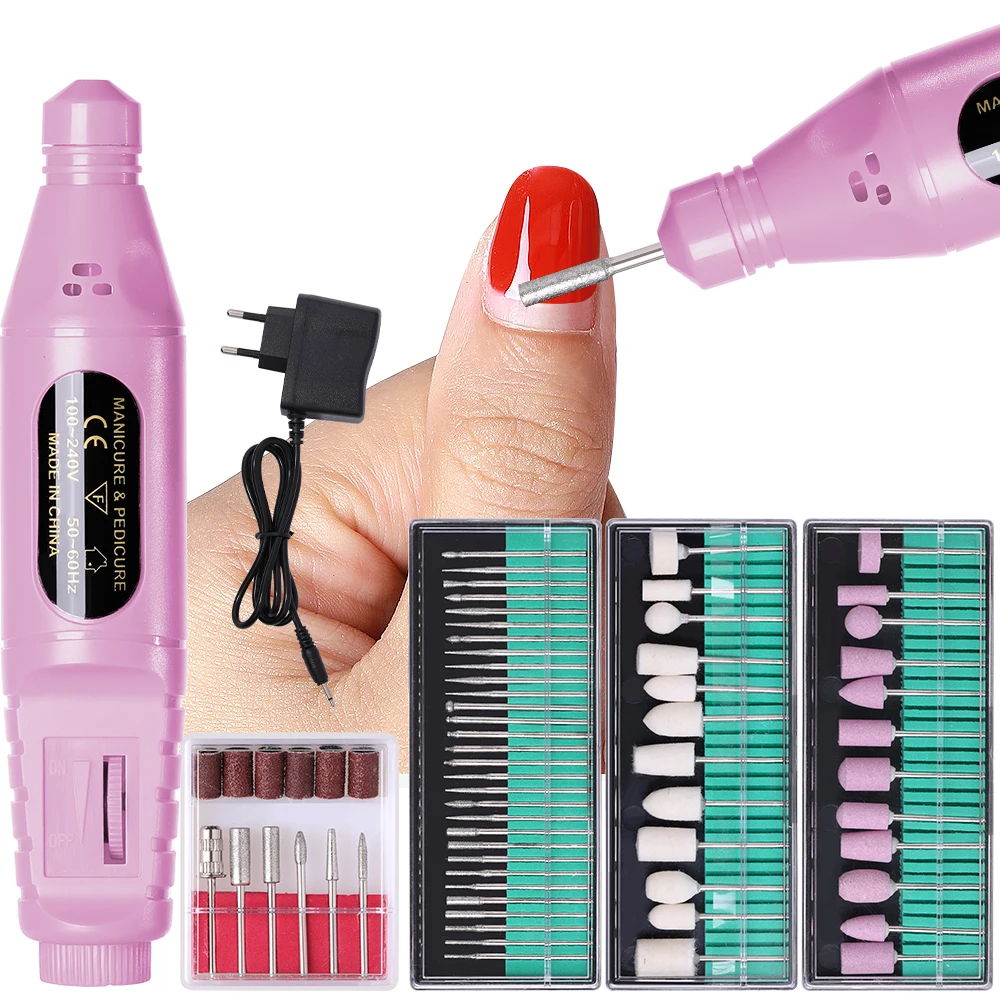 Elektrisches Nagelbohrer-Set zum Entfernen von Nagellack und Gel-Politur, Maniküre-Zubehör und Nagelwerkzeuge