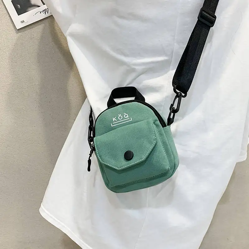 Mini Messenger Bag Women Cute Canvas Small Bag Harajuku Crossbody Bag Wild Student Girl Phone Key Shoulder Bag Female