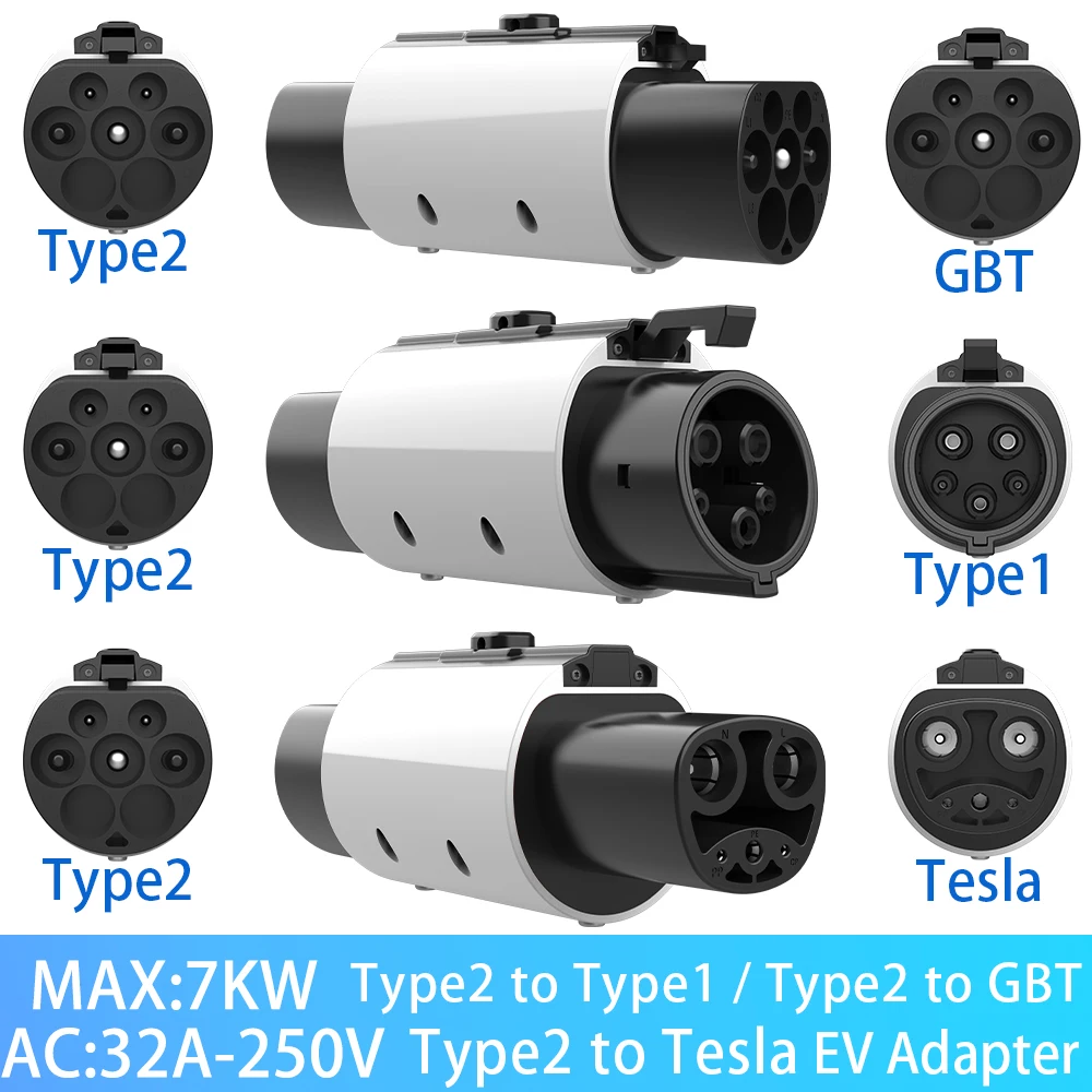 

Адаптер 32A Type2 к GBT EV Тип 2 к Тип1, преобразователь зарядного устройства для электромобиля Type2 к разъему Tesla Ev для адаптера зарядки EVSE