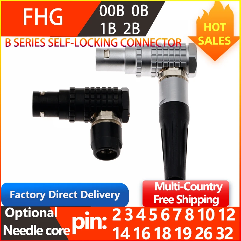 

FHG.00B.0B.1B.2B. 90-degree right-angle metal connector, 2-32 pin options available. Wide range of applications