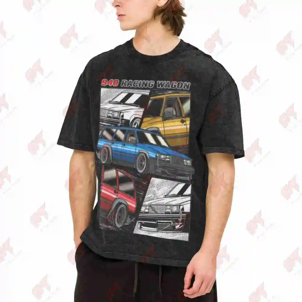 JDM Street Racing Wagon 940 Drift Vintage Washed Tee Pure Cotton T-Shirt