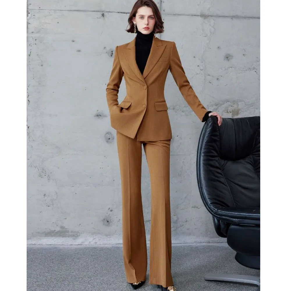 High Quality Classic Solid Suits for Women Single Breasted 2 Pieces Jacket Pants Female Clothing Smart Office Lady's Costume