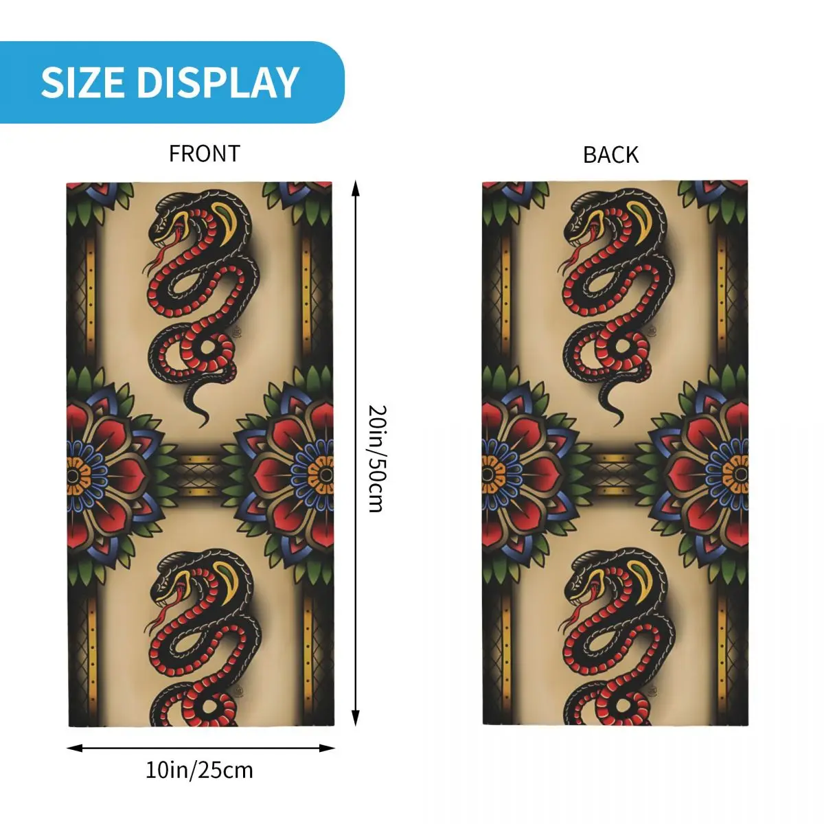 Traditional Tattoo Snake Thin Bandana Neck Gaiter Traditional Tattoo Snake Wrap Scarf Headband Neck Cover