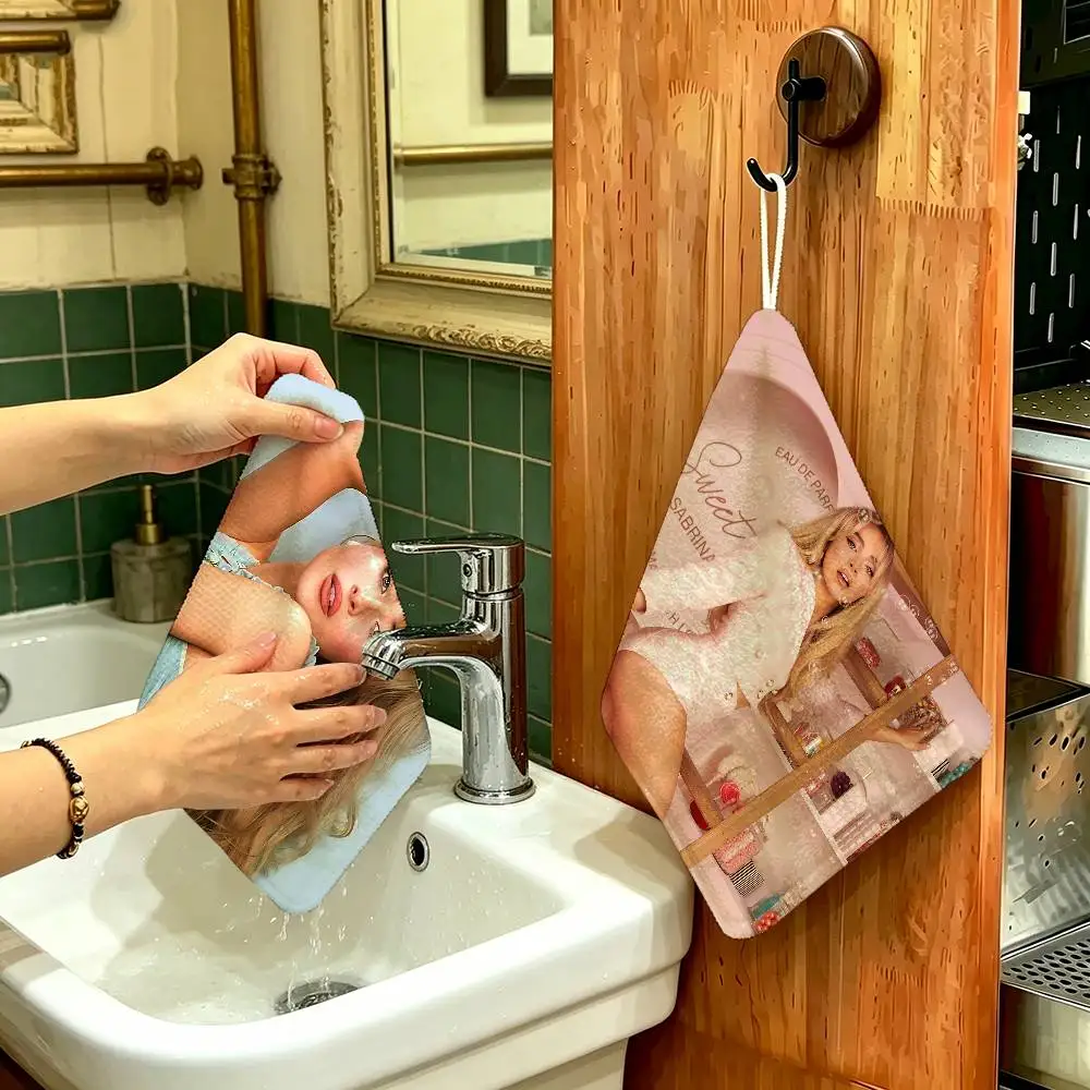 E-Espresso S-Sabrina Sweet Multi-scene Polyester Towel, Hanging Hand Wiping Cloth for Kitchen Bathroom Hotel