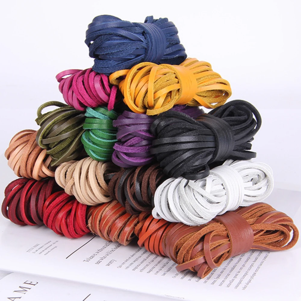 5 Meters High Quality Flat Genuine Leather Cord Leather Strip Leather Ribbon Accessories For Leather Bracelets Jewelry Making