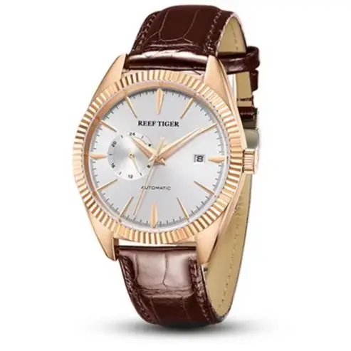 Reef Tiger Reloj automático para hombre, reloj de pulsera mecánico de 42 mm, resistente al agua hasta 5 ATM, segunda esfera pequeña