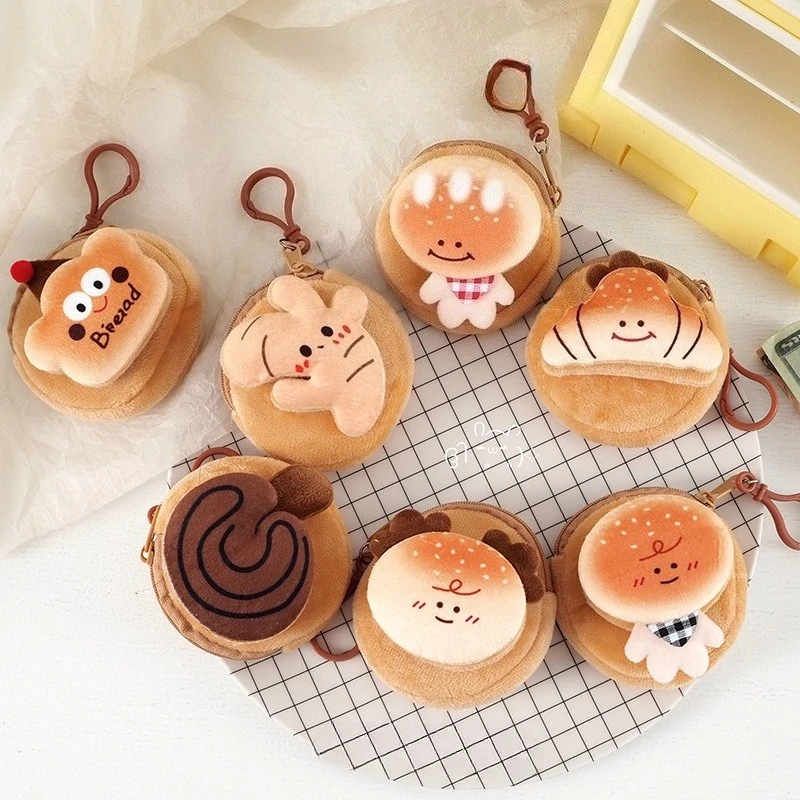 Cartoon Plush Coin Purse, Earphone Storage Bag, Cute Doll Mini Keychain