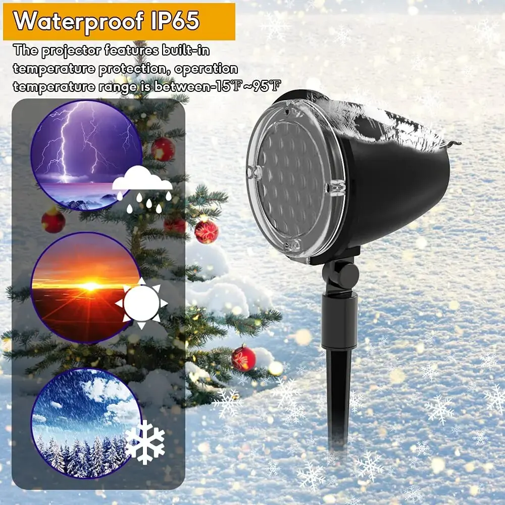 2 Sets Christmas Projector Snowflake Projector LED Light with Remote Landscape Lighting for Halloween Xmas Wedding Decorations