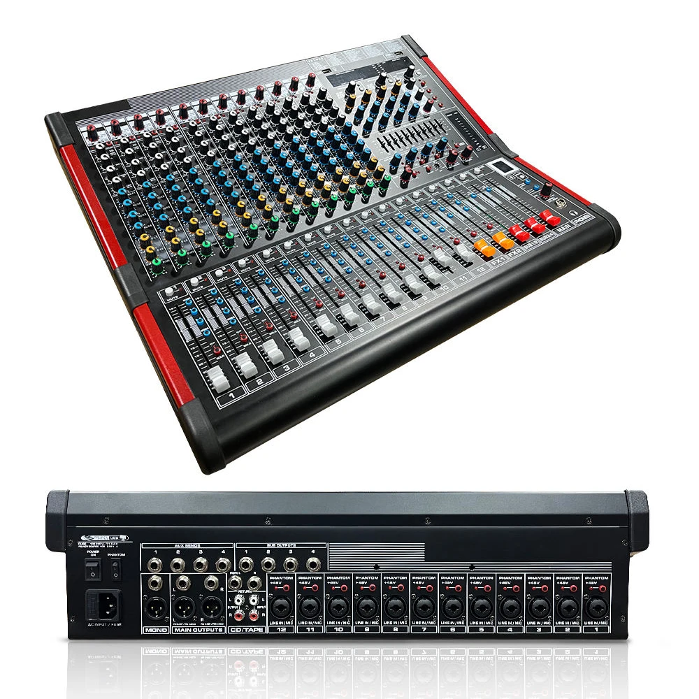 KS12 12-Channel Professional Digital USB BT Studio Pro Sound Mixer Console for DJ Stage Live Sound Recording Studio PA System
