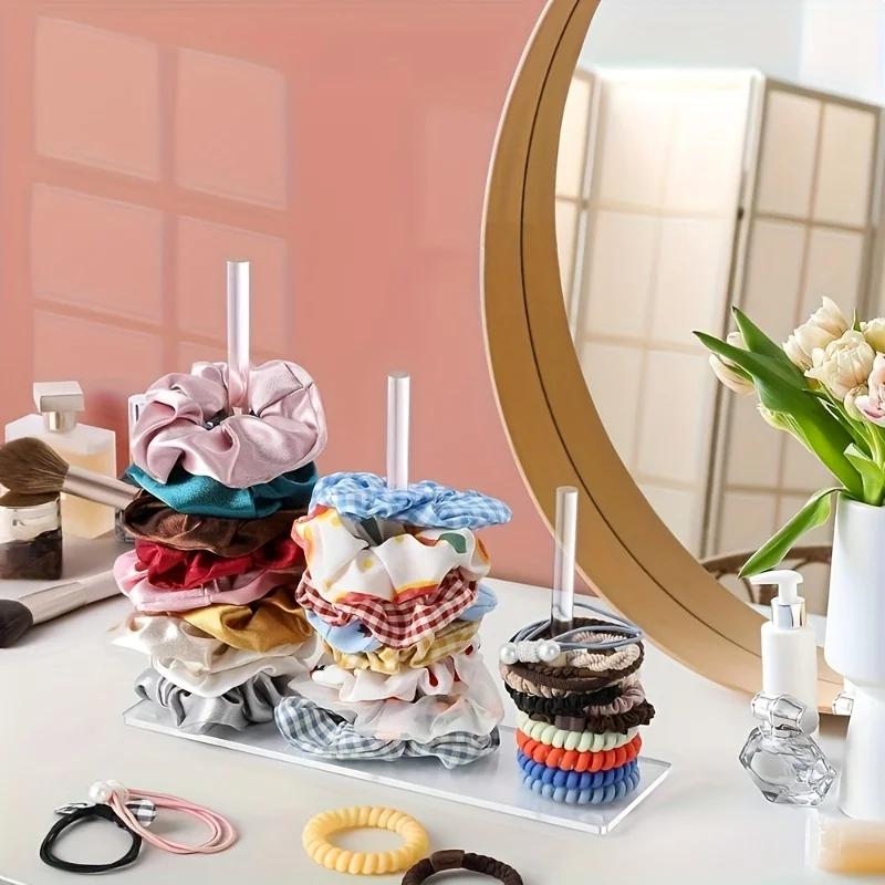 1pc Acrylic Hair Ribbon Organizer Multipurpose Jewelry Hair Loop Storage Rack Hair String Display Rack Transparent Headband Rack