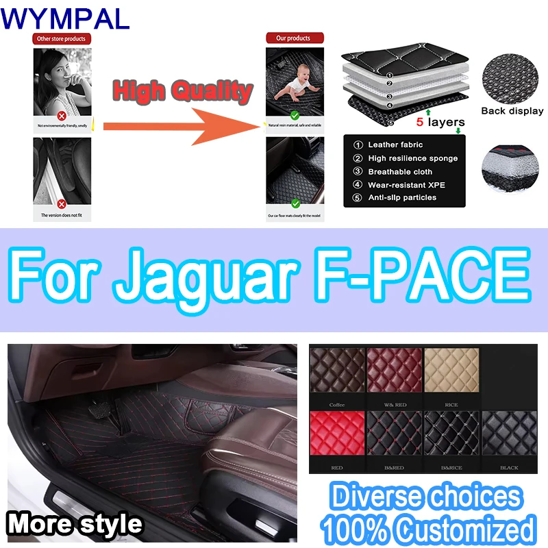

Luxury Custom Car Floor Mats For Jaguar F-PACE 2016 2017 2018 2019 2020 Auto Foot Pads Automobile Cover Interior Carpet
