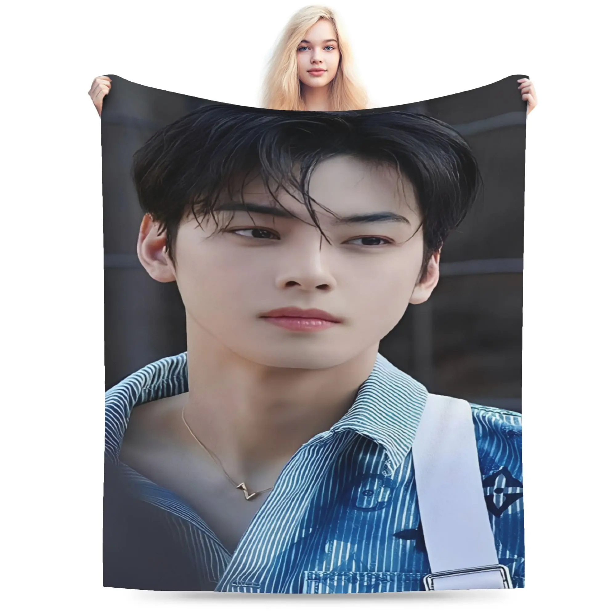 Stylish CHA EUN WOO kpop ASTRO idol Blankets Lightweight Thin Fleece  Cozy Throw Blanket Machine Washable