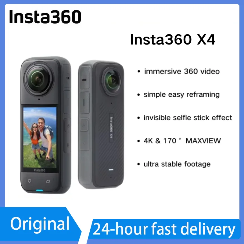 100% Original Insta360 X4 Air Action Camera, 8K 30FPS, 360° Video, Invisible Selfie Stick Effect, Lightweight and Portable