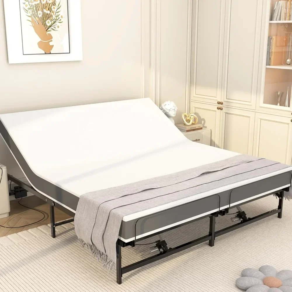 King Adjustable Bed Frame, with Remote Control, with Independent Head &Foot Incline for Lounging, Watching TV,Electric Bed Frame