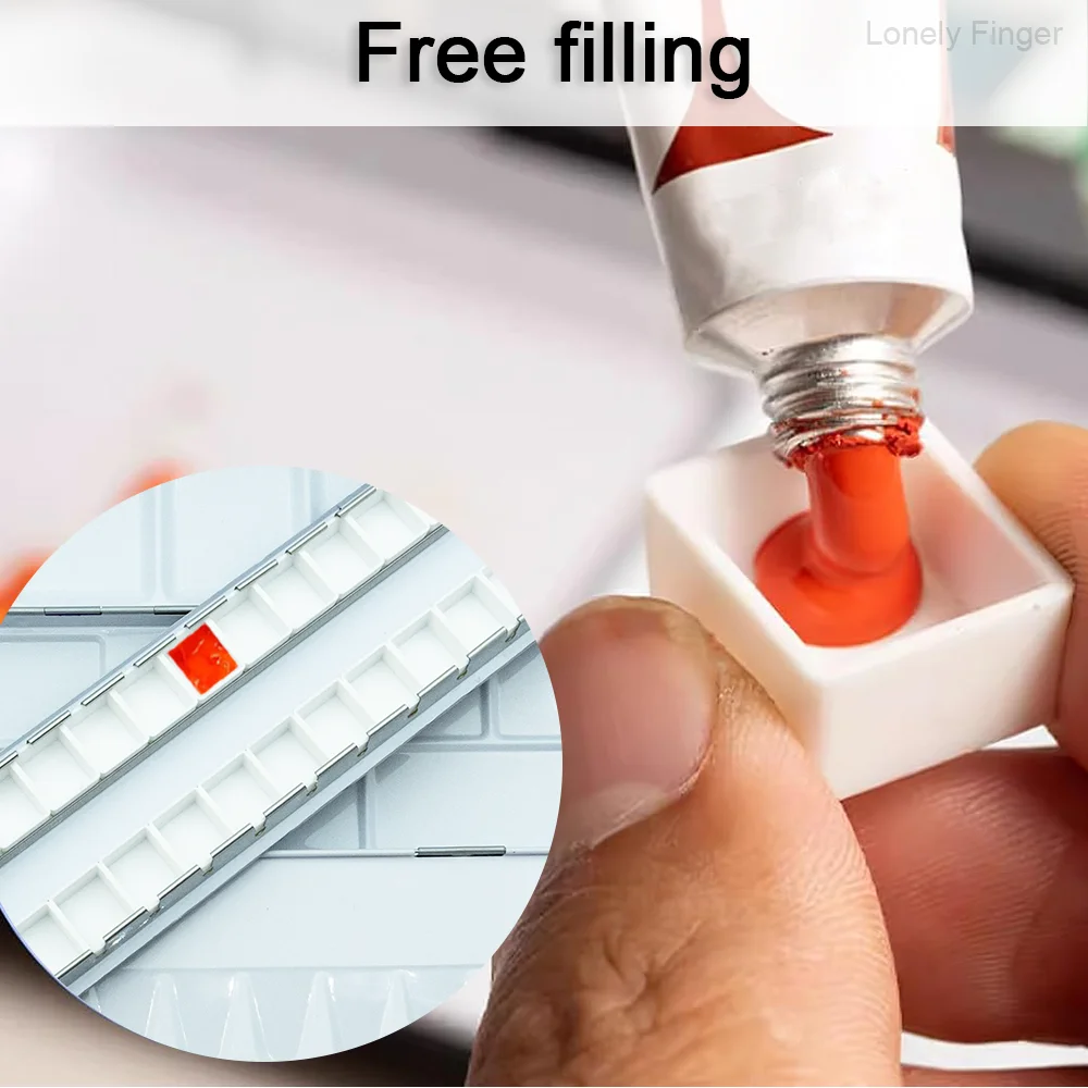 Travel Watercolor Paint Palette: Empty Water Color Tin Palette with 14/26 Pans - Portable  Watercolour Box with Mixing Tray lid view 5