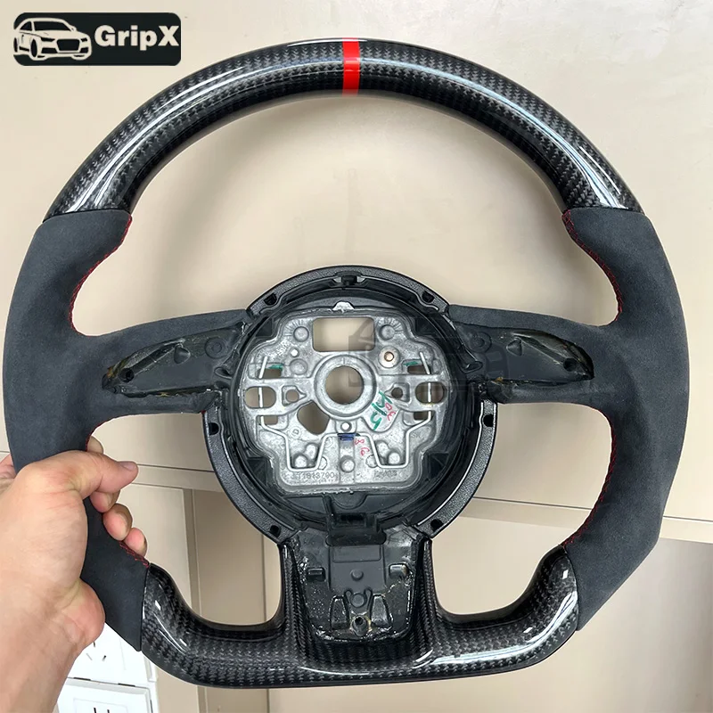 

Белая пробитая основа рулевого колеса из алькантары из углеродного волокна для Audi C7 A6