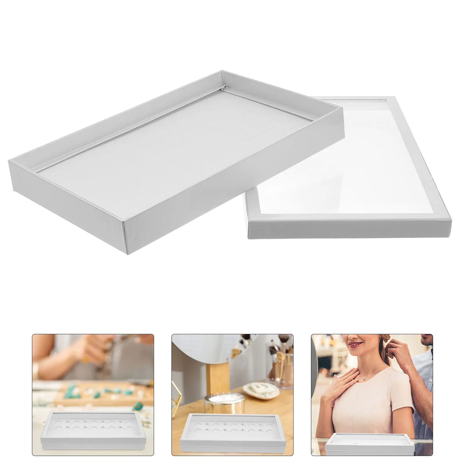 Plastic Compact Jewelry Organizer Multi-Functional Ring Holder Travel Storage Jewelry Display Box Ring Holder Display