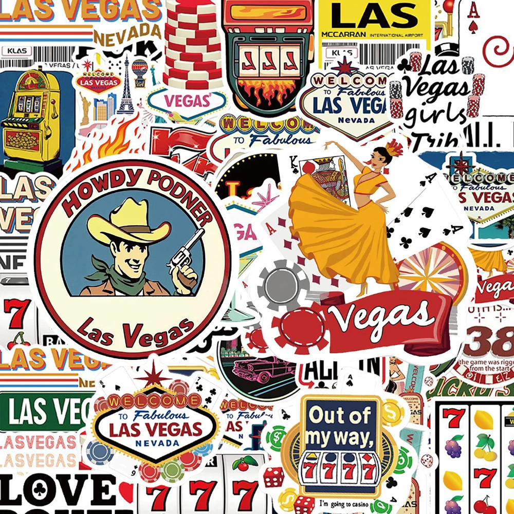 

10/30/50pcs American City Las Vegas Cartoon Stickers Creative Graffiti Decals Waterproof DIY Skateboard Luggage Phone Sticker