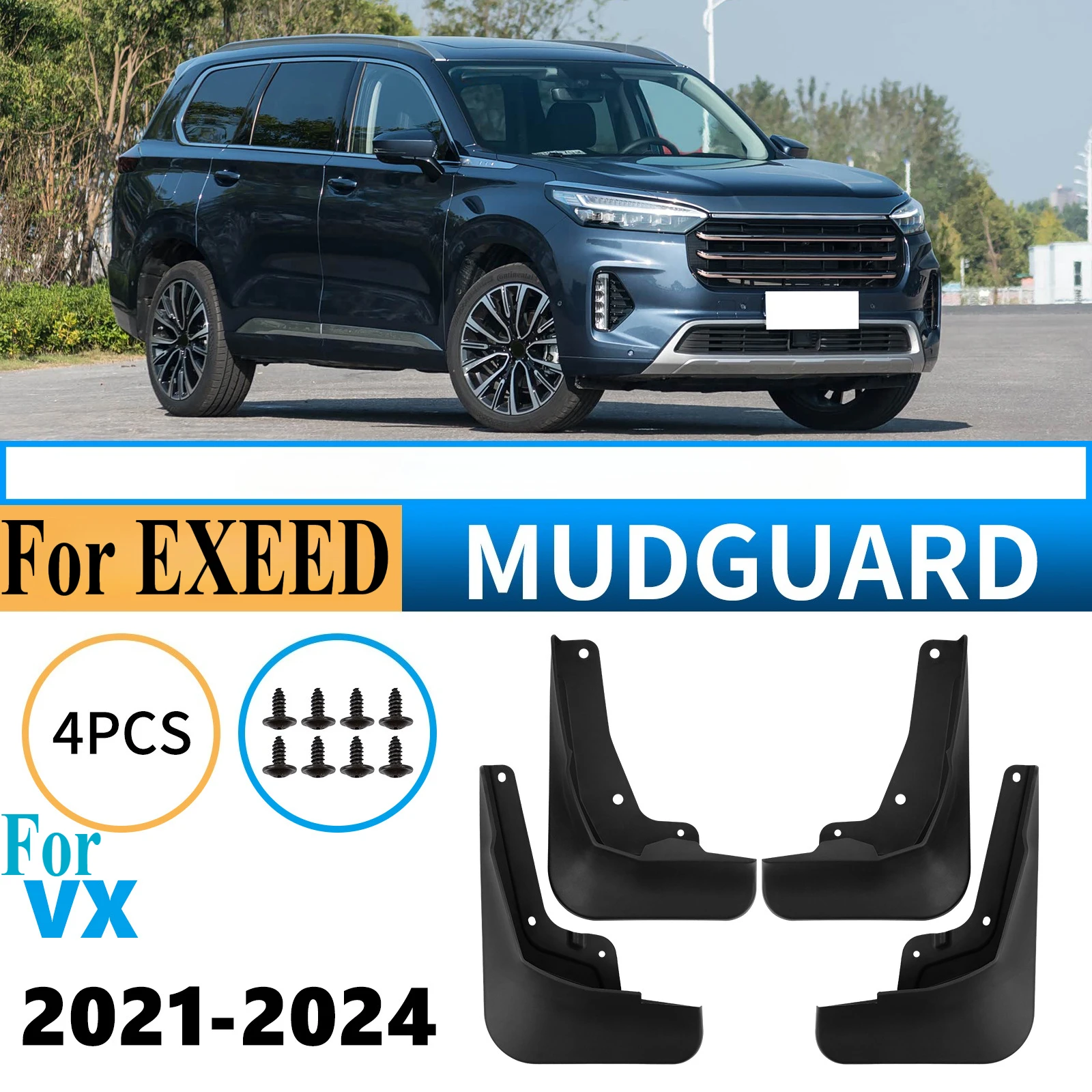 Mud Flaps - Front & Rear Tire Mudguards, Custom Fit Car Exterior Accessories Durable Auto Exterior Decor For Exeed VX 2021-2024