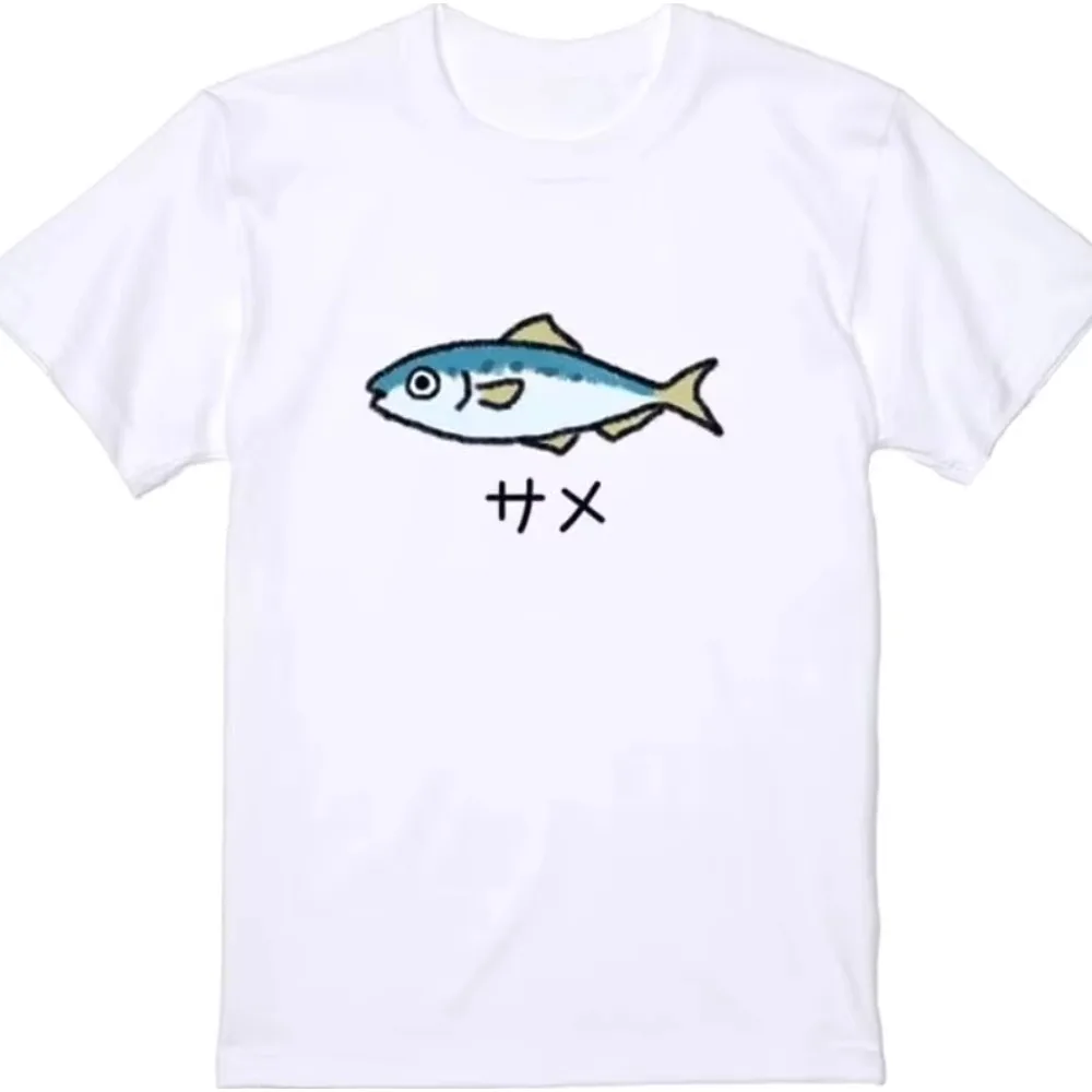 Something's Not Right Shark Sardine Gag Text Present Cat Gift Funny Illustration Animal Unisex Aiming for Laughs Y2k Women Tops