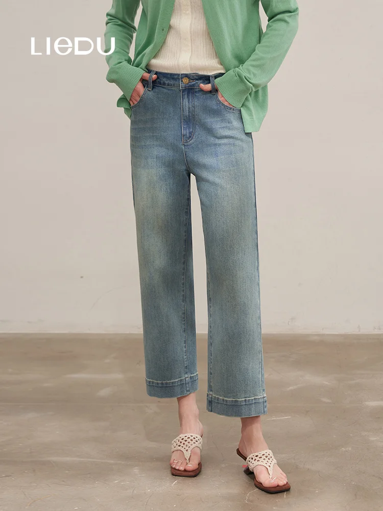 LIEDU Elegant Office Casual Commuter Women High Waist Wide Leg Work Jeans Plus Size Slim Sports Trousers Summer Daily Outfit