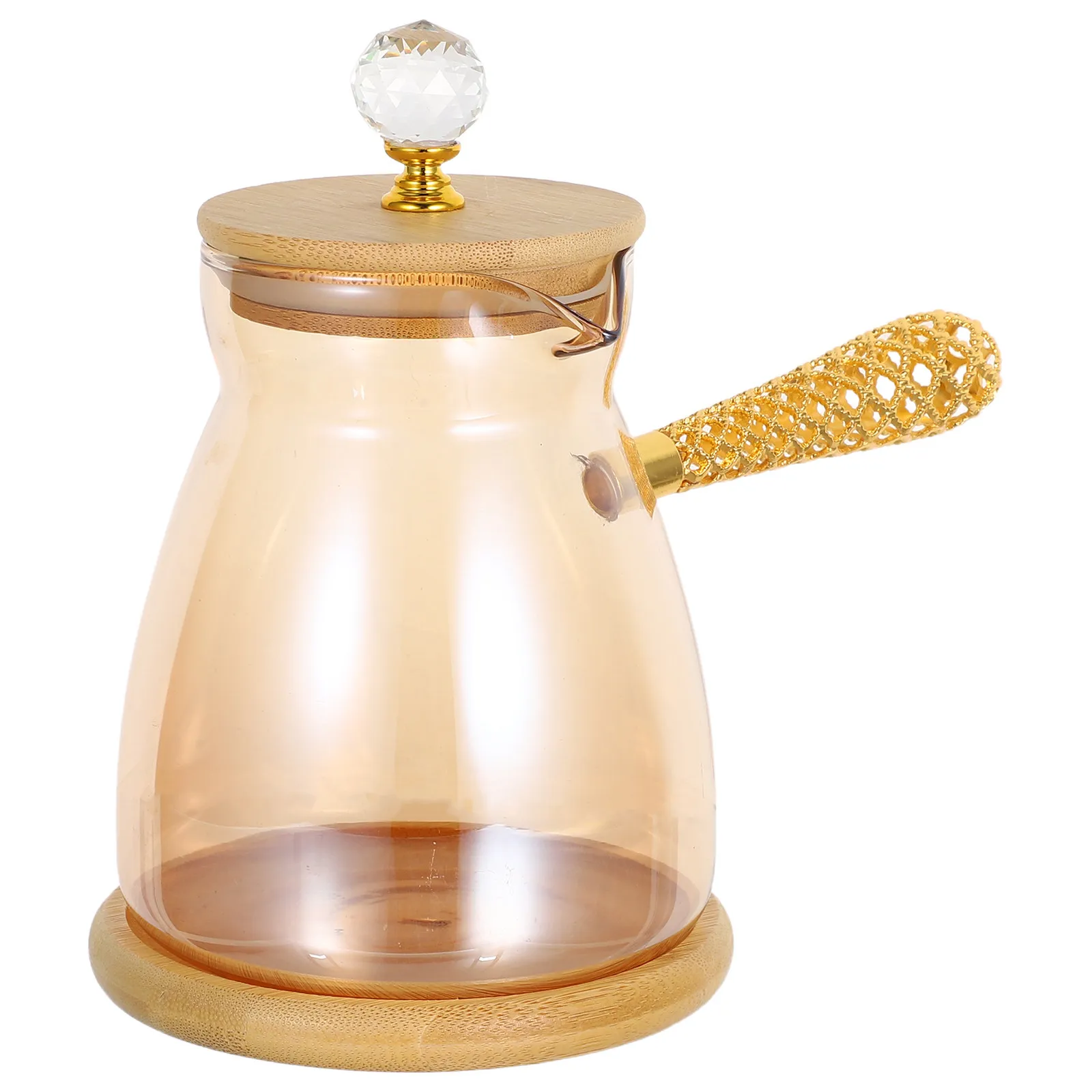 Turkish Coffee Pot Glass Small Milk Warmer Briki Stove Side Handle Manual Brewing Arabic Greek Coffee Maker 750Ml