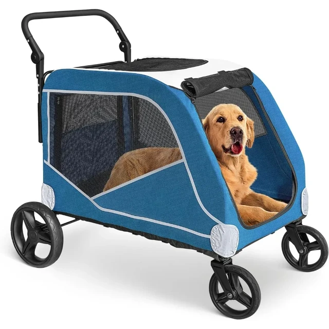 Extra Large Dog Stroller Pet Stroller for Medium Large Dogs with 4 Wheels Foldable Adjustable Handle