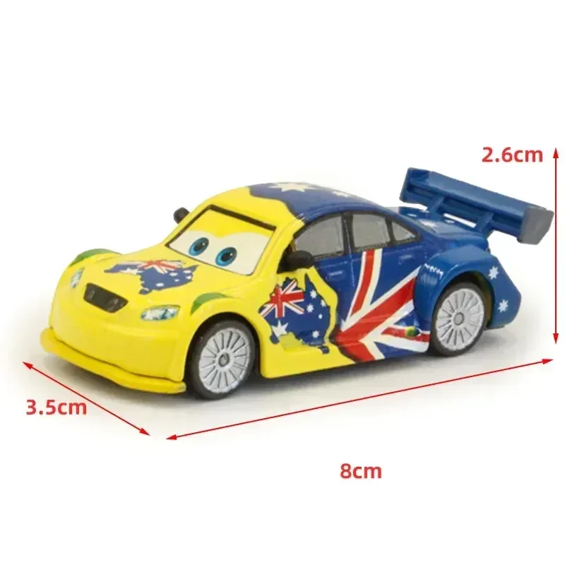 Alloy Disney Pixar Cartoon Cars National Flag Painting  Lightning Mcqueen Toys Metal Model Birthday Gift For Boys