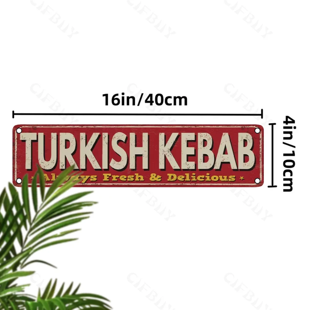 1pc Turkish Kebab Metal Sign Vintage Style Aluminum Wall Plaque UV Printed Dustproof Waterproof for Home Garage Cafe Bar Decor