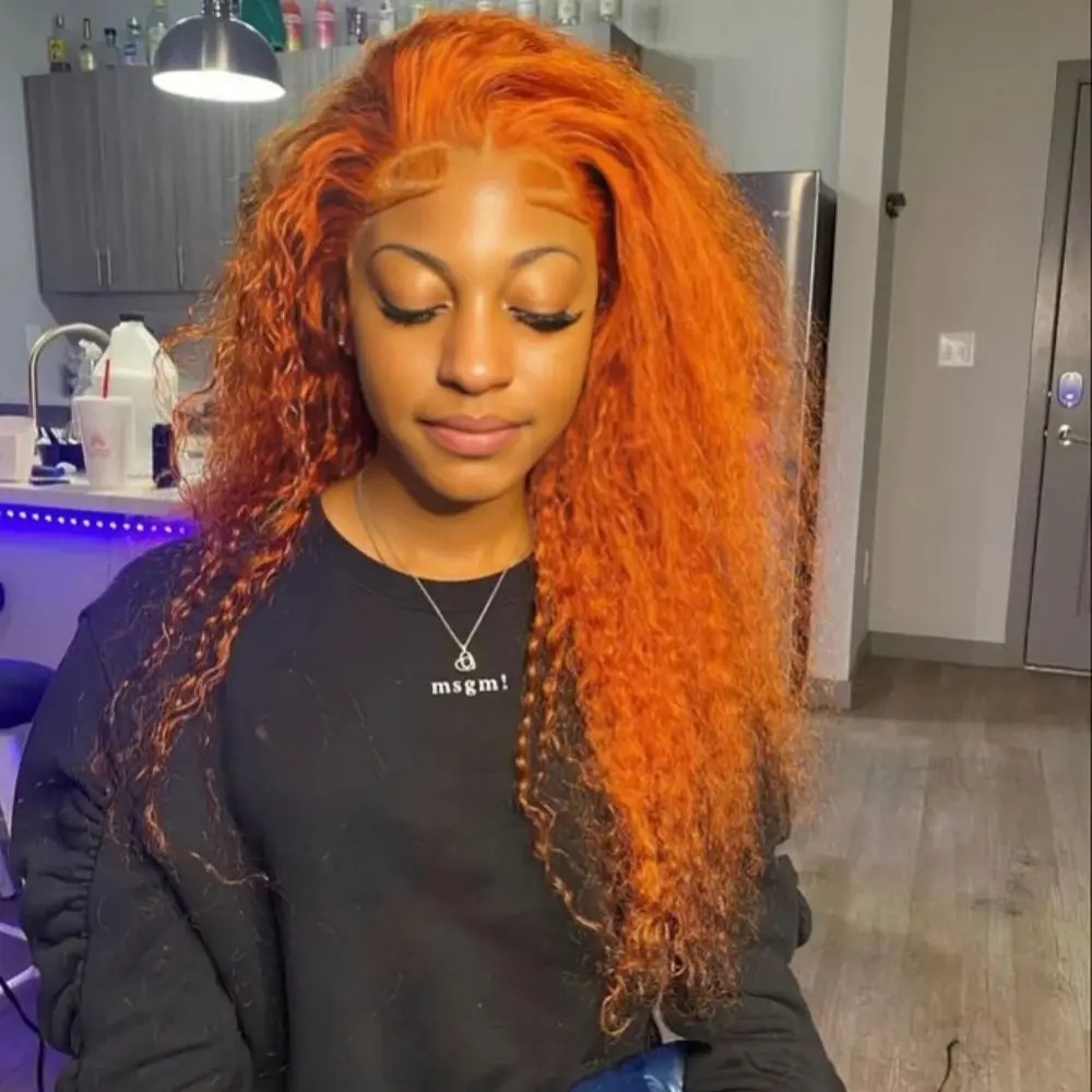 Peluca con malla Frontal 13x4, onda de agua rizada, naranja, jengibre, pelucas frontales de encaje HD 13x6, cabello humano de color de 30 pulgadas a elegir para mujeres en venta