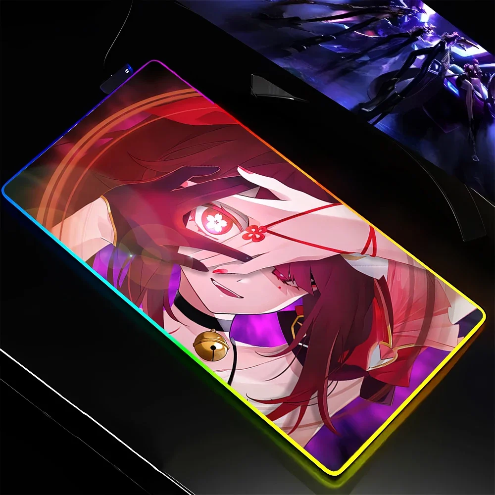 RGB Large Gaming Mousepad Honkai Star Rail Anime Mouse Pad Game LED Colorful Rubber Mat Laptop Desktop Game Xxl Deskmat 50x100cm