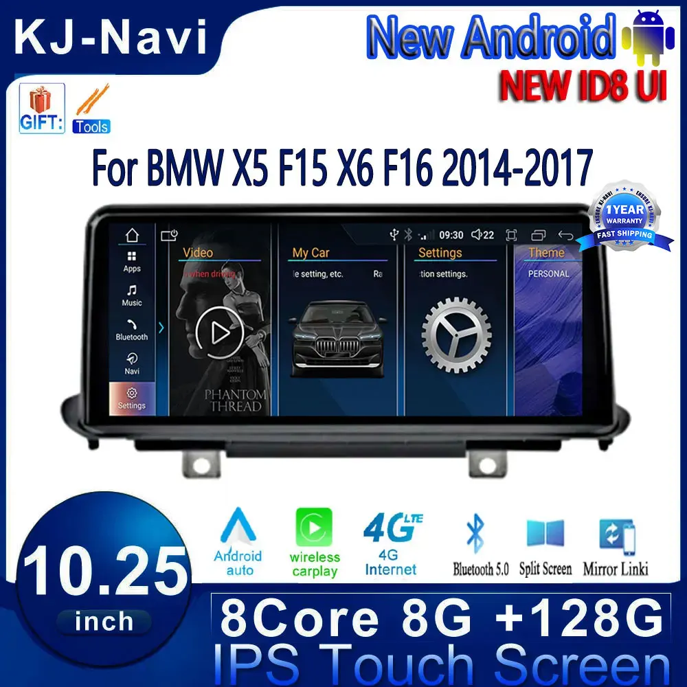 

ID8 UI Android 14 Stereo Radio Multimedia Player GPS Navigation Wireless Carplay For BMW X5 F15 X6 F16 2014-2017 NBT 10.25 Inch