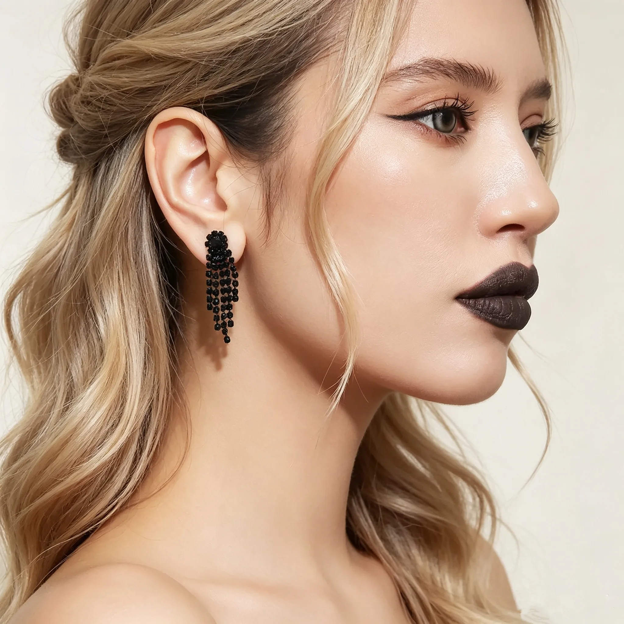 Short Tassel Rhinestone Earrings for Women, Trendy Minimalist Dangle Earrings, 2025 New Arrival Sparkling Party Wedding Jewelry