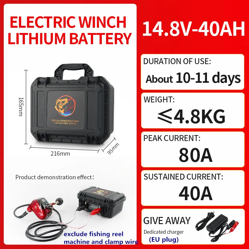 14.8V-40Ah Waterproof Sea Fishing Electric Wheel Lithium Battery Fishing Electric Reel Battery display for SHIMANO DAIWA ECOOD