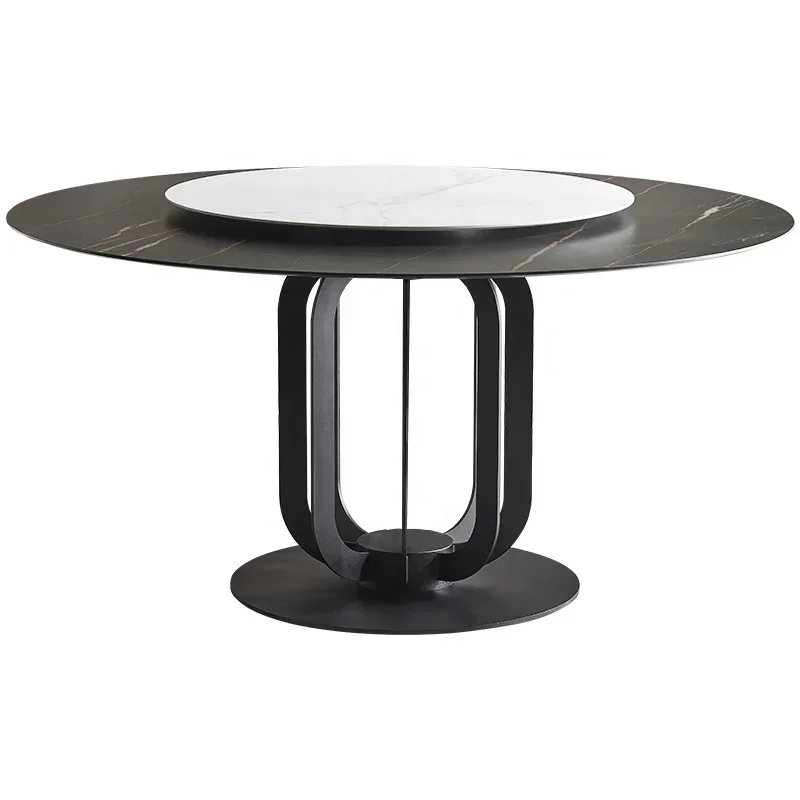 z Extrem schlichtes Esstisch-Set mit Schieferplatte und Metallgestell