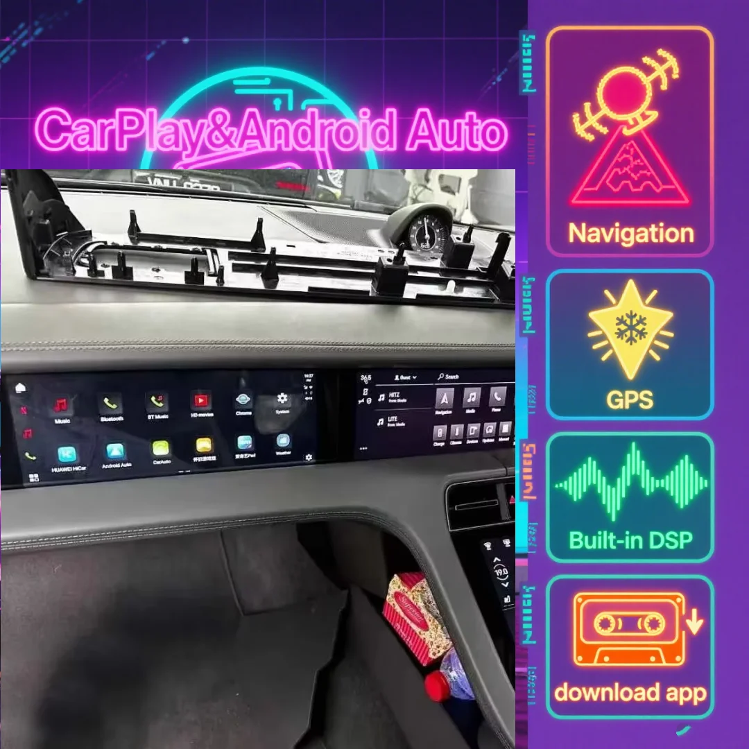 For Porsche Taycan 2019-2025 Android 13.0 GPS Navigation Carplay Car Radio Passenger Co-pilot Screen Multimedia Player Head Unit