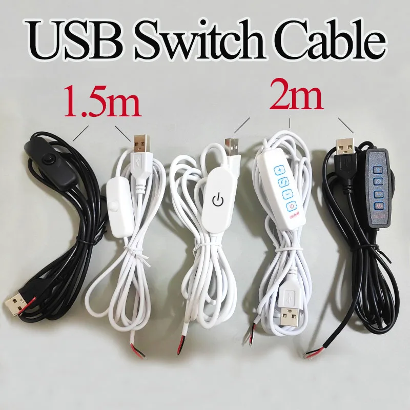 1PC USB Desk/Table Lamp Night Light Portable Light LED Touch Button Switch Power Cord USB Male To 2-pin 3-pin Connection Cable