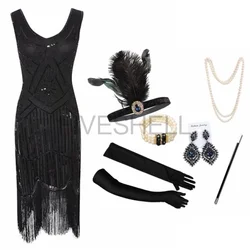 Women's Tassels Party Dress 920s Vintage Sequin Full Fringed Deco Inspired Flapper Dress Roaring 20s Great Gatsby Dress Vestidos