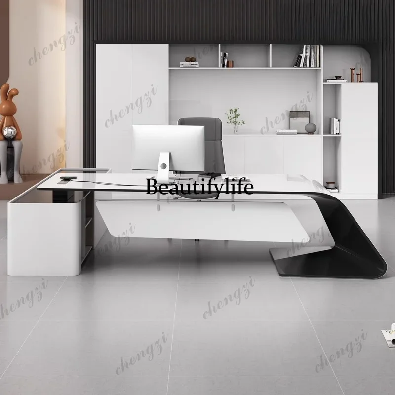 M45 Asthetic Executive Luxury Desk Manager L Shaped Modern Designer Computer Table Organizer Workstation Escritorio