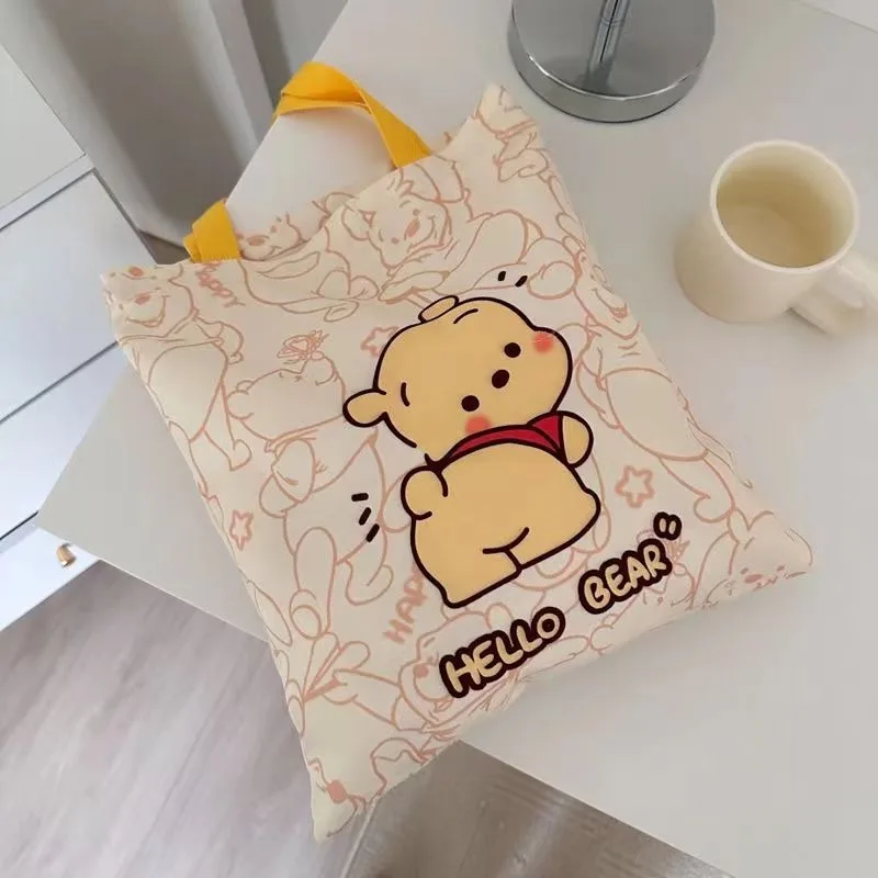 Disney Winnie The Pooh Peripheral Cartoon Women\'s Canvas Bag Single Shoulder Large Capacity Work Niche Portable Canvas Bag