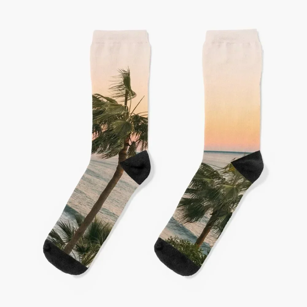 DI COLLECTION -BEAUTIFUL COCONUT TREE ON SEA SHORE Socks sports stockings hiking heated Toe sports Socks Male Women's