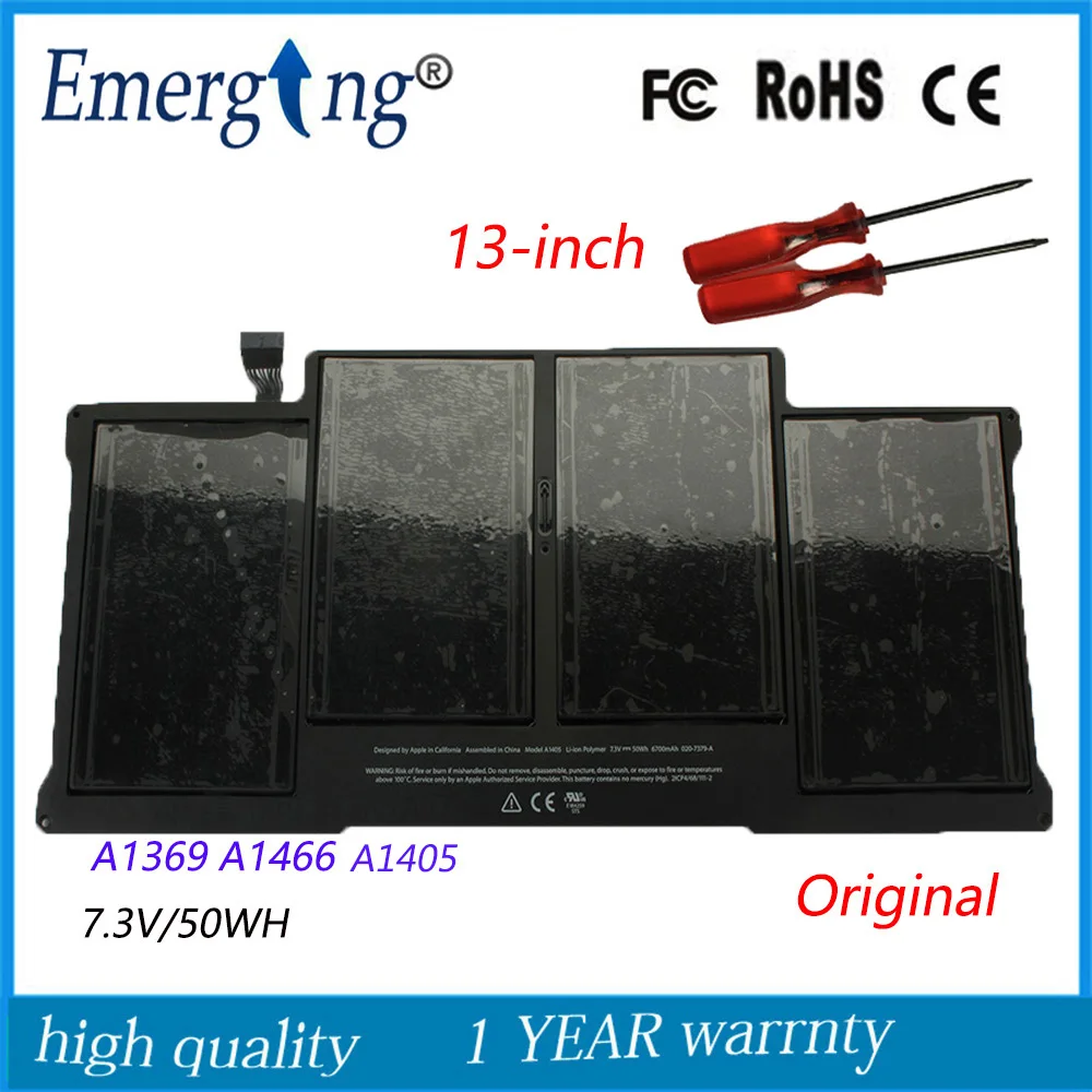 

7.3v 50Wh New Original A1405 Laptop Battery for Apple MacBook Air 13Inch A1369 Mid 2011 A1466 Mid 2012 MC503 MC504 With Tools