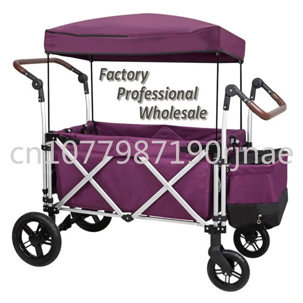 Kidss Outdoor Sports Cart Folding Canopy with Sunshade Kids Trolley Beach Park Camping Shopping Wagon Stroller