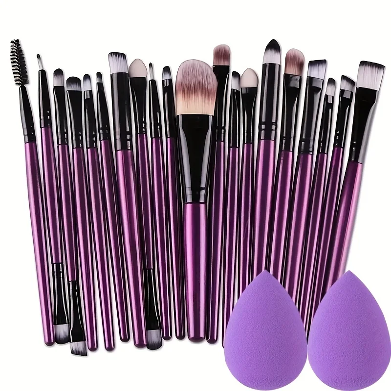 Juego de brochas de maquillaje 20 piezas, pinceles para conjunto completo de sombra de ojos, maquillaje de belleza, corrector, colorete, polvo suelto, resaltador, herramientas de base