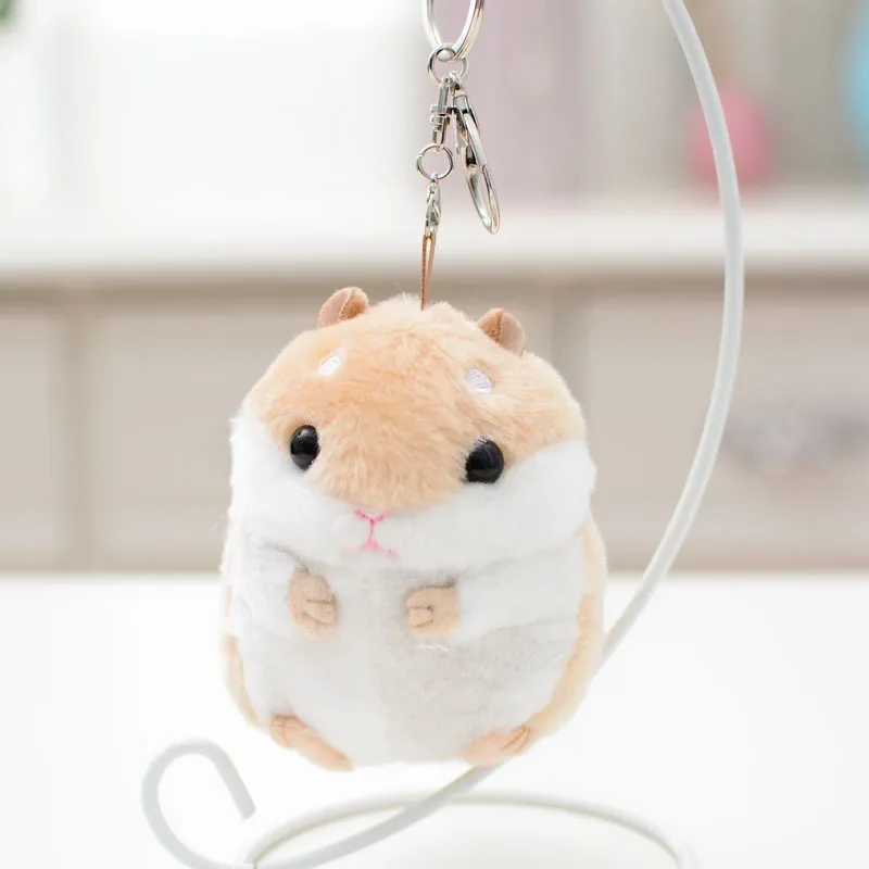 Pequeno hamster bonecas de pelúcia carro chaveiro animais de pelúcia bonito macio brinquedos de pelúcia mochila ornamento pingente presentes de aniversário das crianças