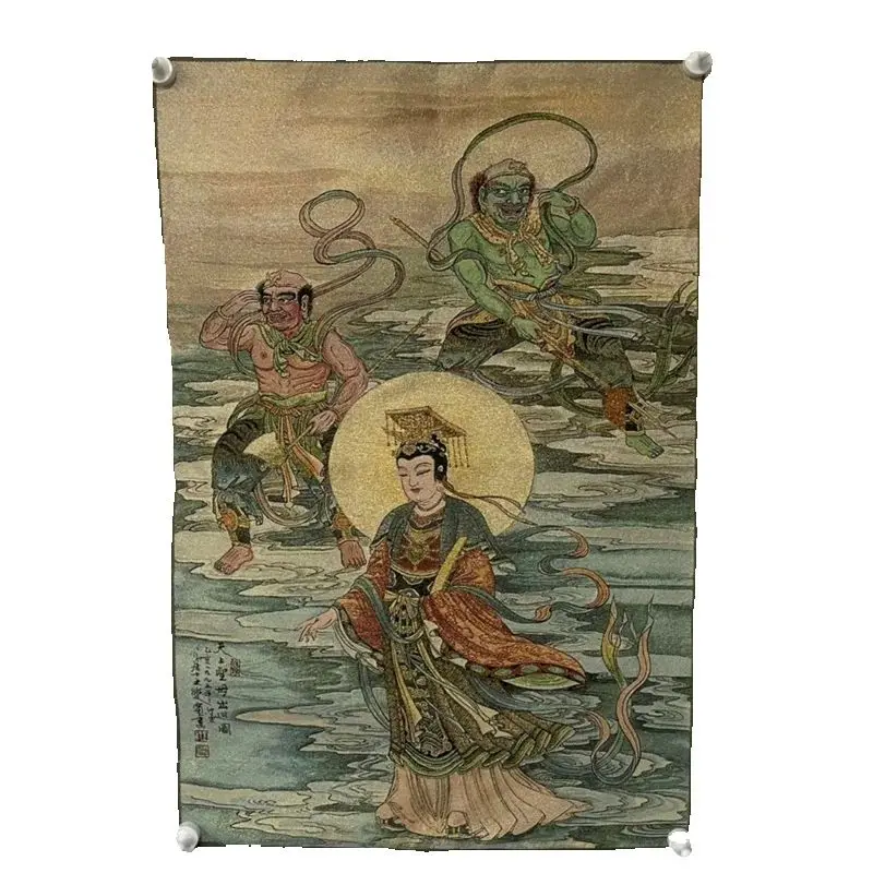 Chinese Antique Silk Brocade Tangka Painting - Map of The Queen Mother's Outing Picture Embroidery Wall Art for Home Decor